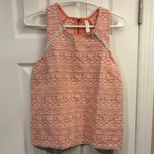 Patterned Sleeveless Top - Orangey/Peach
